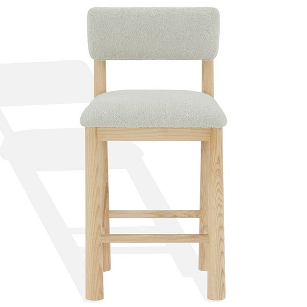 Wrenley Boucle Counter Stool | Safavieh Couture - SFV4865 - Taupe / Natural
