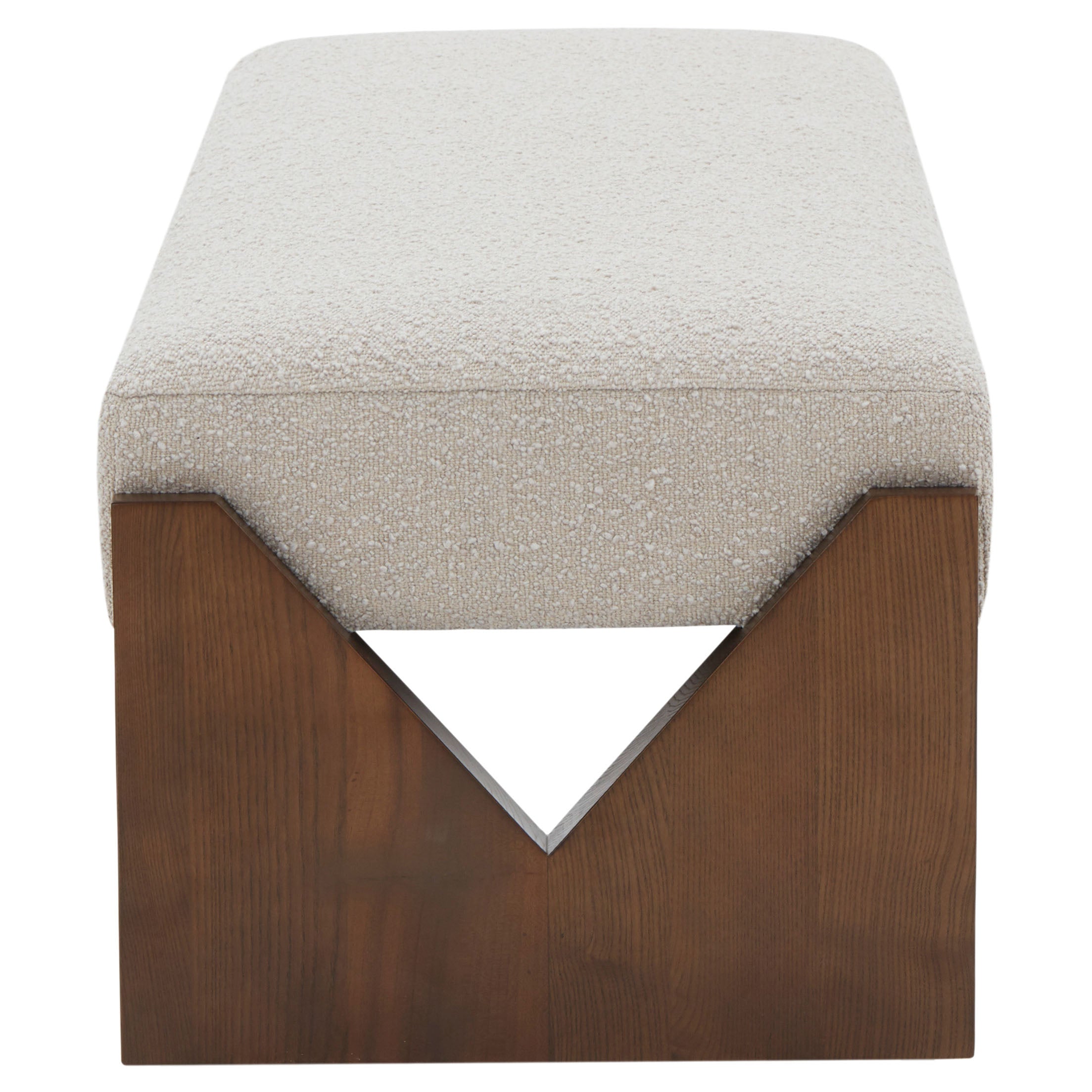 Safavieh Couture Alayna Boucle Bench, SFV5132 - Oatmeal / Walnut