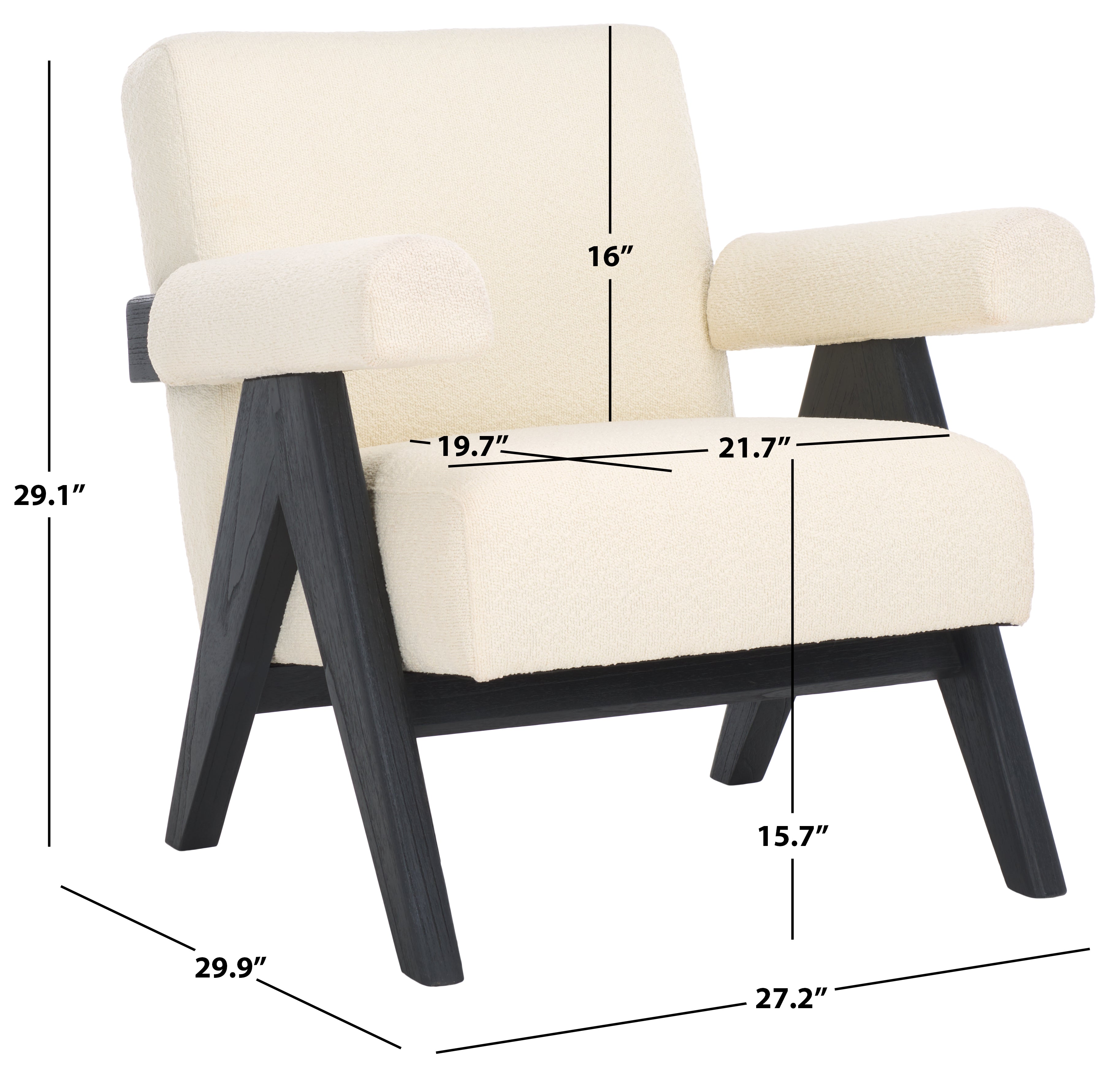 safavieh couture billie boucle accent chair, SFV9100 - Black