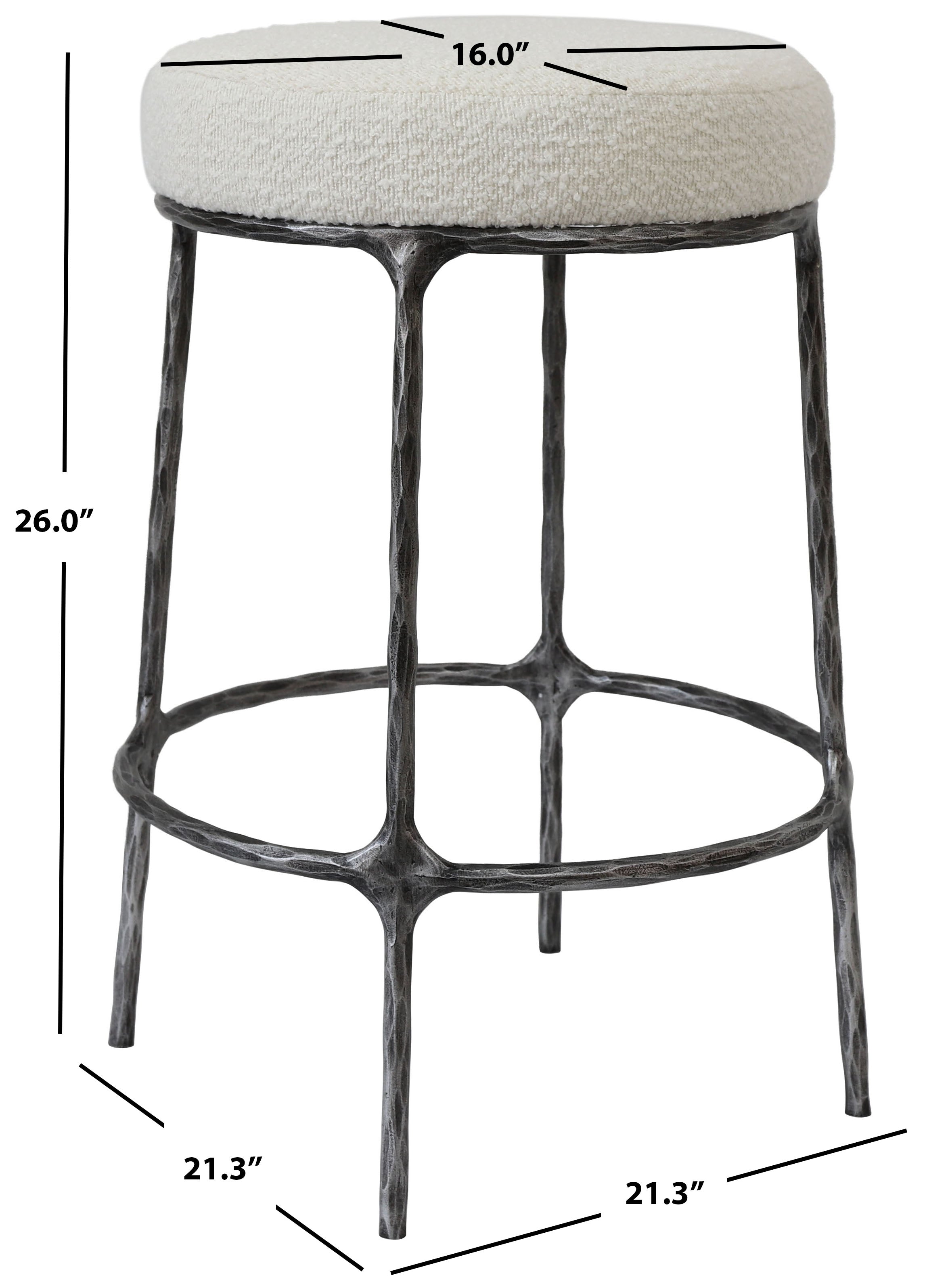 Safavieh Couture Trumen Boucle Counterstool, Sfv9525 - Ivory / Black
