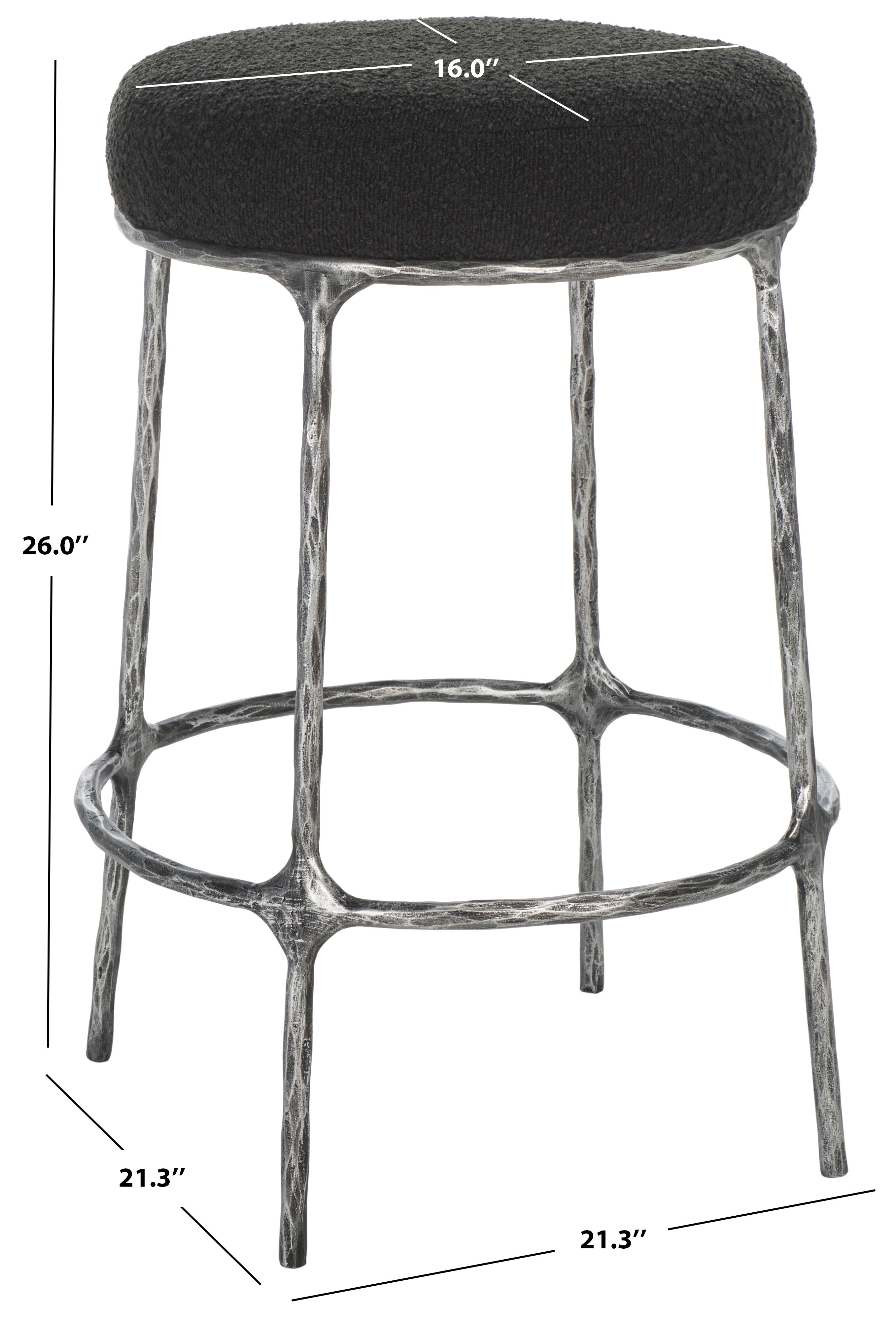 Safavieh Couture Trumen Boucle Counterstool, Sfv9525 - Black