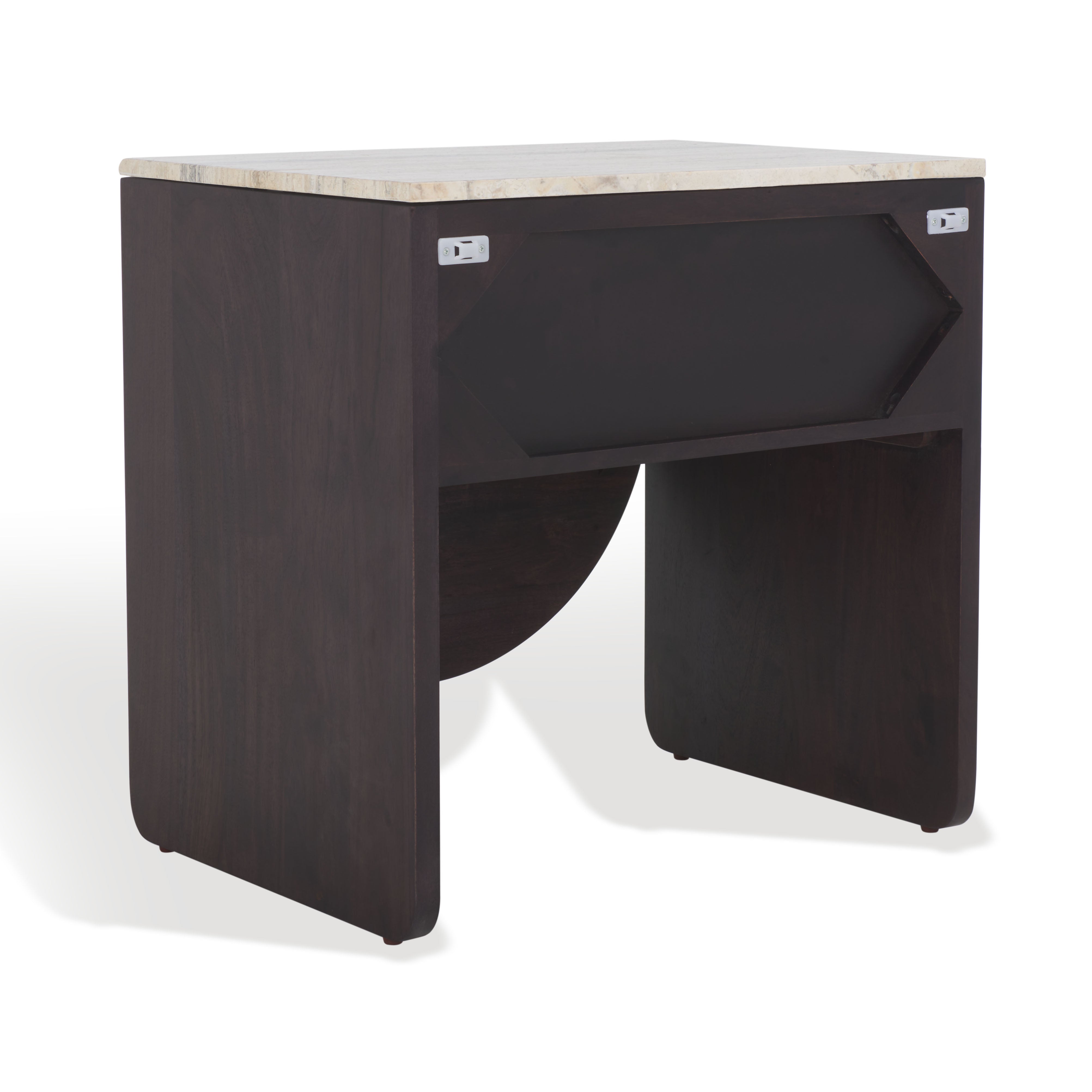 Safavieh Couture Floris Travertine Top Nightstand, SFV9726 - Black / Travertine