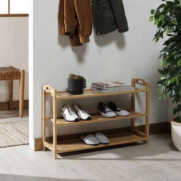 Baretta 3 Tier Shoe Shelf, STG1911 | Safavieh - Natural Bamboo