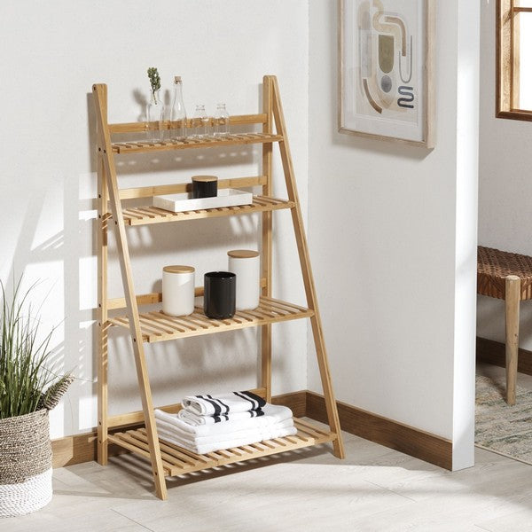 Faisal 4 Tier Ladder Shelf, STG1917 | Safavieh - Natural Bamboo
