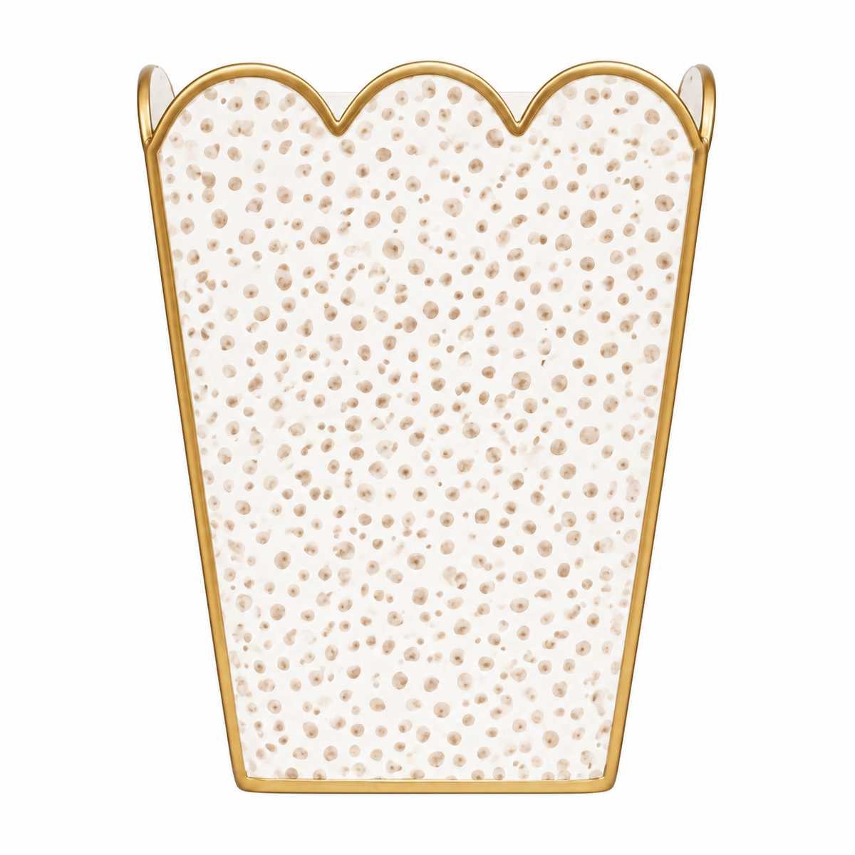 Tan Dot Square Scalloped Wastepaper Basket & Tissue Holder (2 Options)