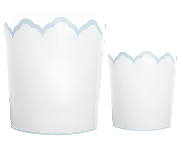 White & Pale Blue Scalloped Bucket Planter & Wastepaper Basket: Final Sale