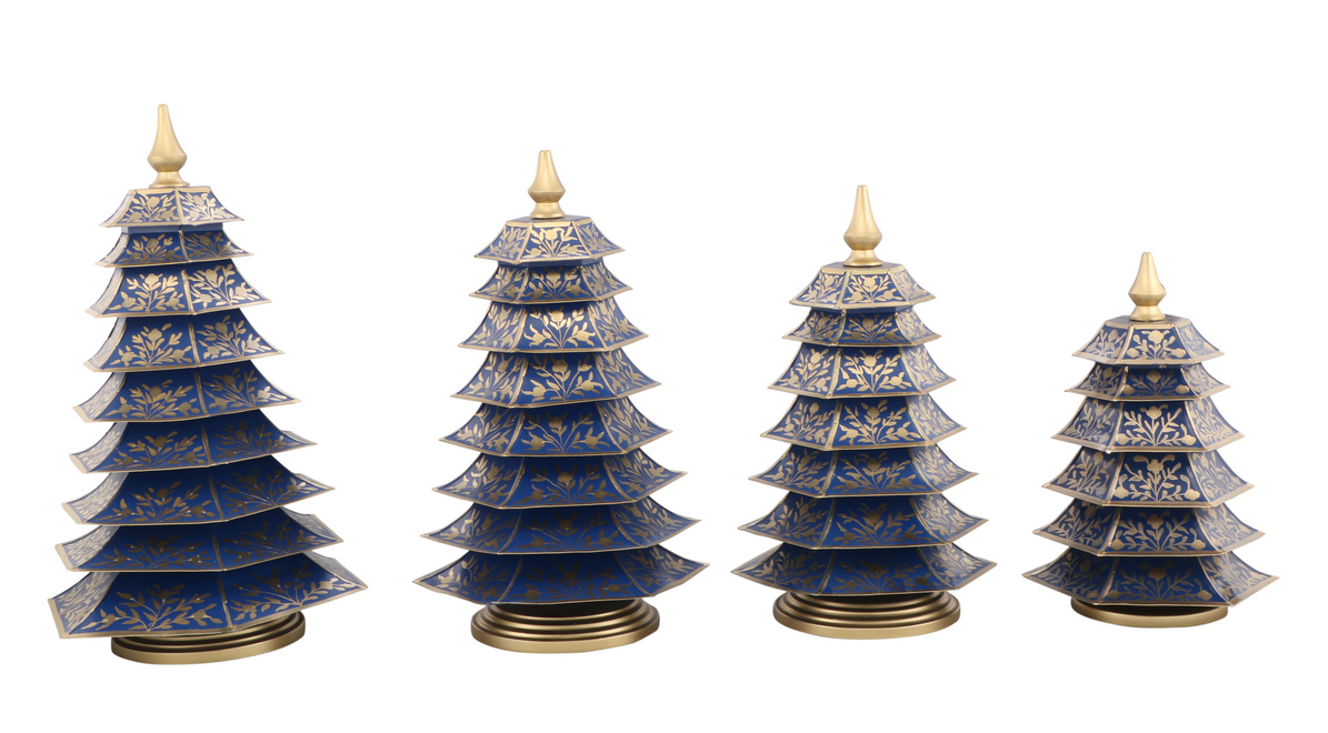 Navy and Gold Floral Chinoiserie Tree
