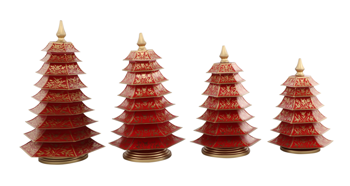 Red AND GOLD FLORAL CHINOISERIE TREE