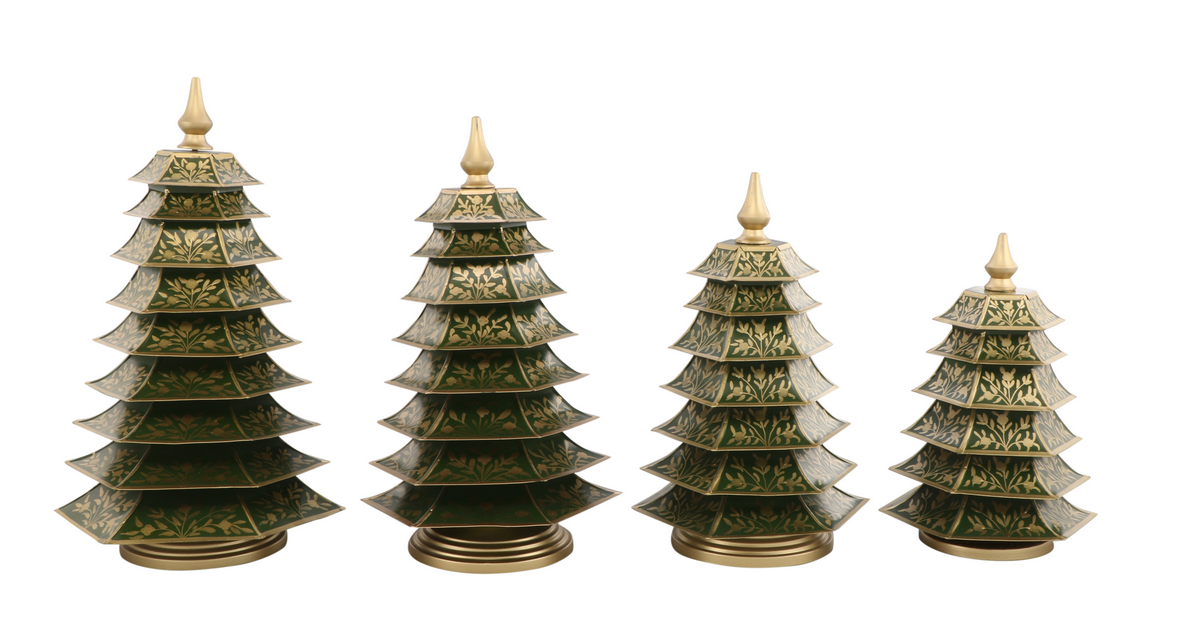 GREEN AND GOLD FLORAL CHINOISERIE TREE