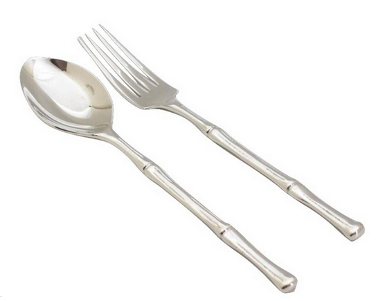 Silver Bamboo Salad Servers