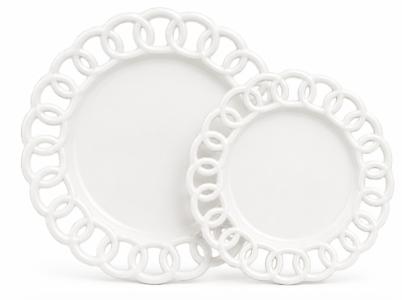 White Lattice border Dinnerware Collection