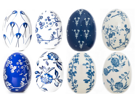 Surprise Bundle: Set of 4 Blue & White Porcelain Eggs