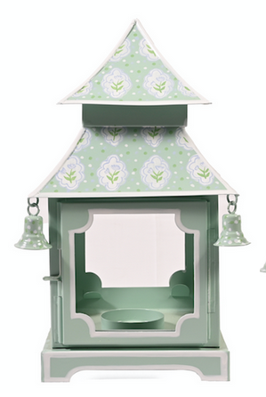 Sage Green & White Tulip Pagoda Lantern (3 Sizes)