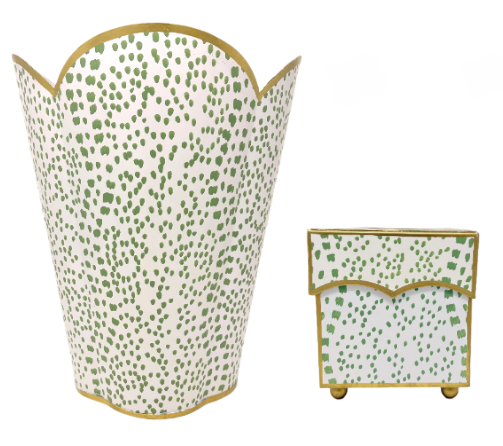 Green Polka Dot Tissue Holder & Wastepaper Basket