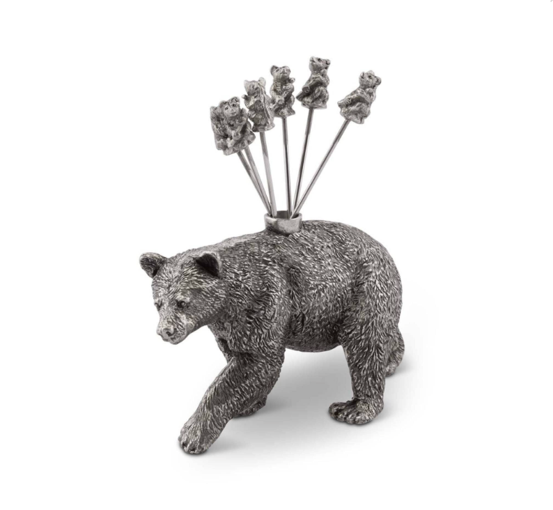 PEWTER BLACK BEAR CHEESE PICKS