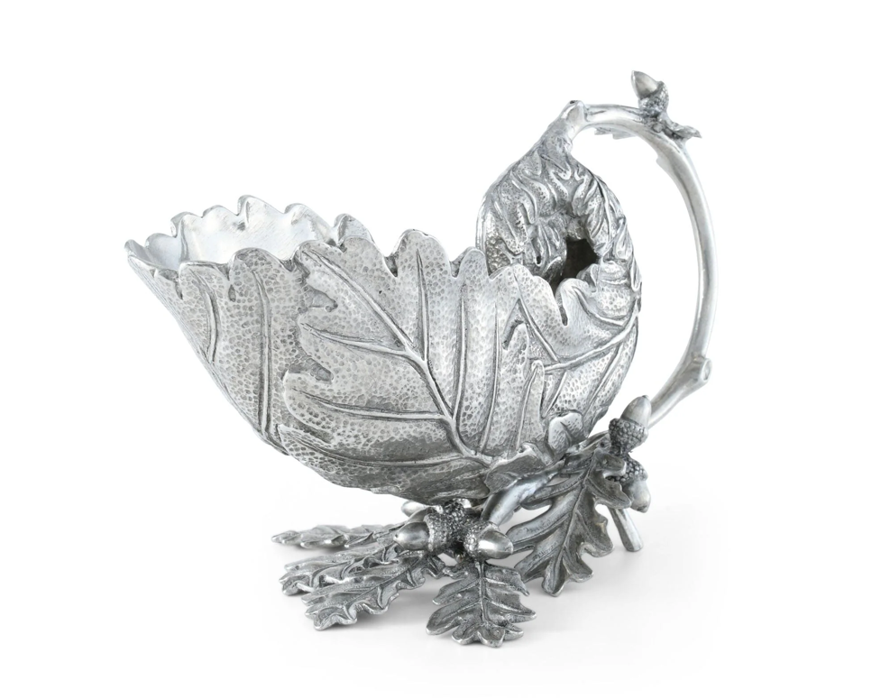 PEWTER OAK LEAF GRAVY BOAT