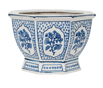 Pear & Magnolia in Hexagon Porcelain Planter