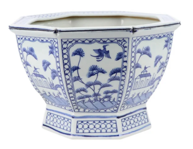 Evergreen, Pinecone, and Berries in Hexagon Planter