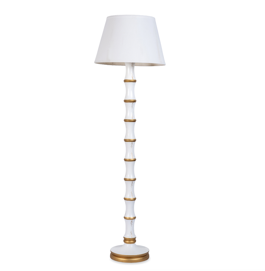 Ivory & Gold Bamboo Floor Lamp