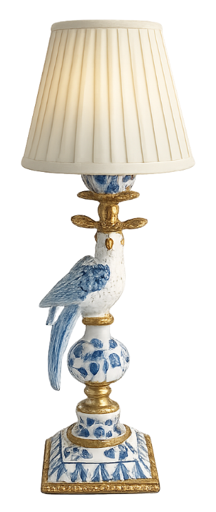 Blue & White Porcelain Bird Ormolu Rechargeable Lamp