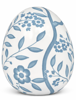 White & Soft Blue Floral Egg