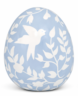 Soft Blue Bird & Vine Egg