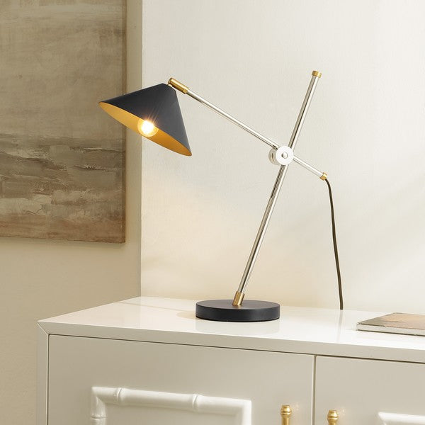Safavieh Duane, 16 Inch, Metal Table Lamp, TBL4542 - Chrome / Black