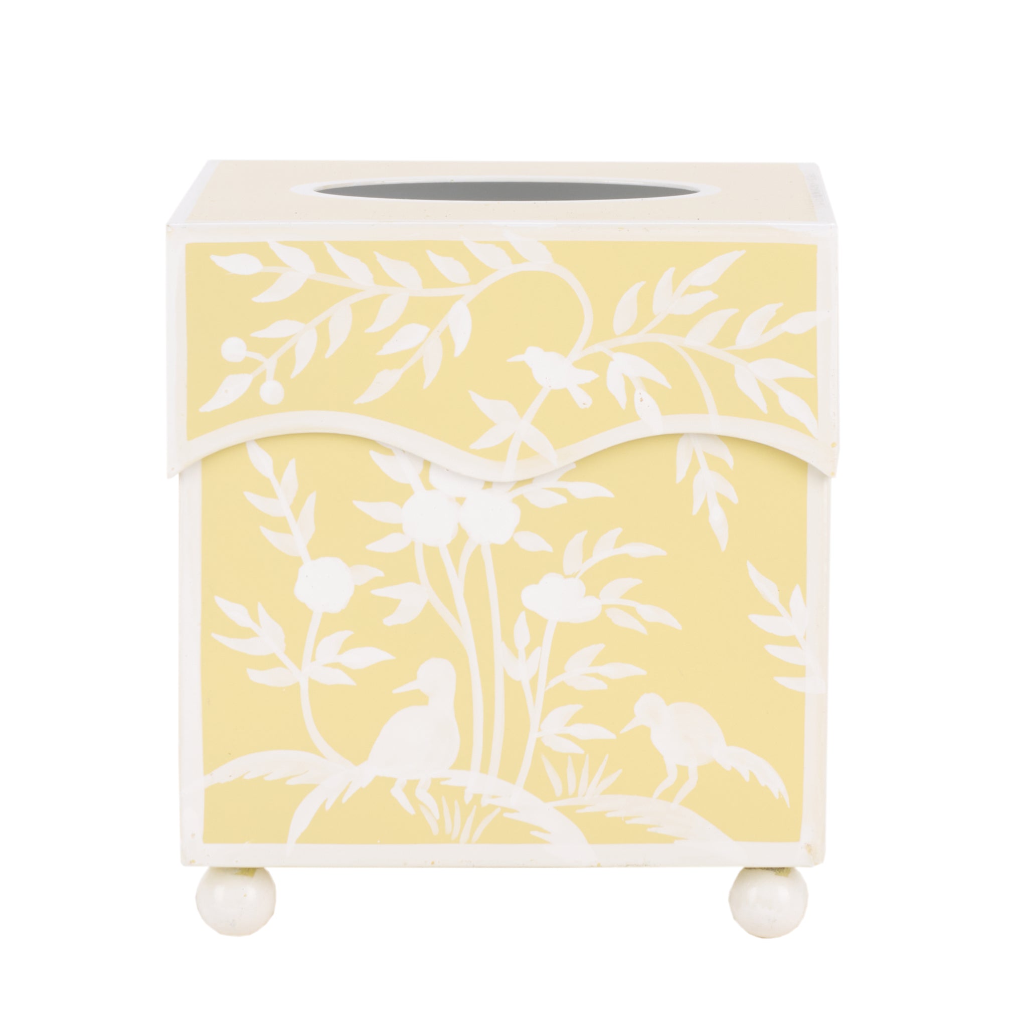 Yellow BIRD & VINE WASTEPAPER BASKET & TISSUE