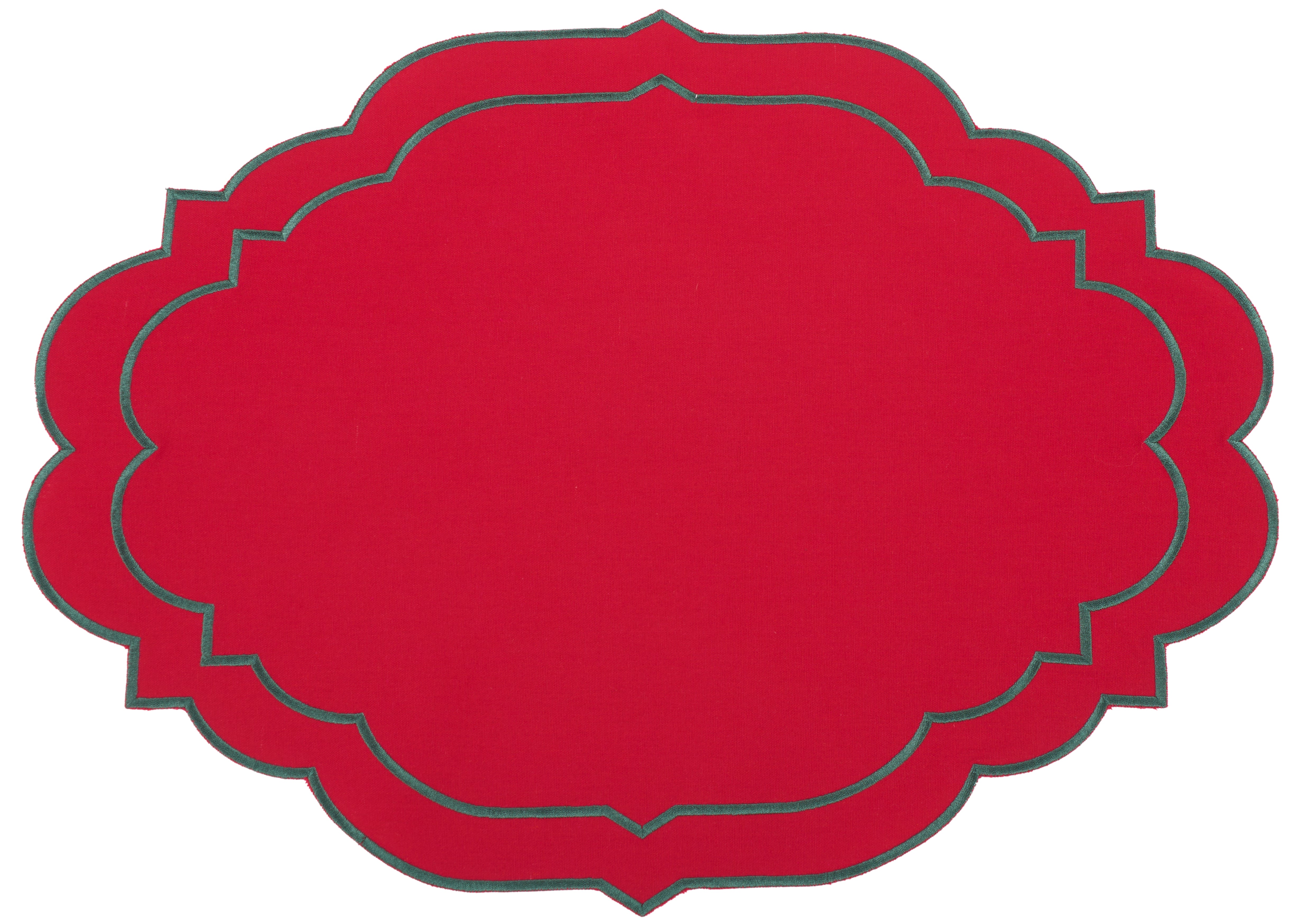 Alexandria Red & Green Trim PLACEMAT & NAPKIN