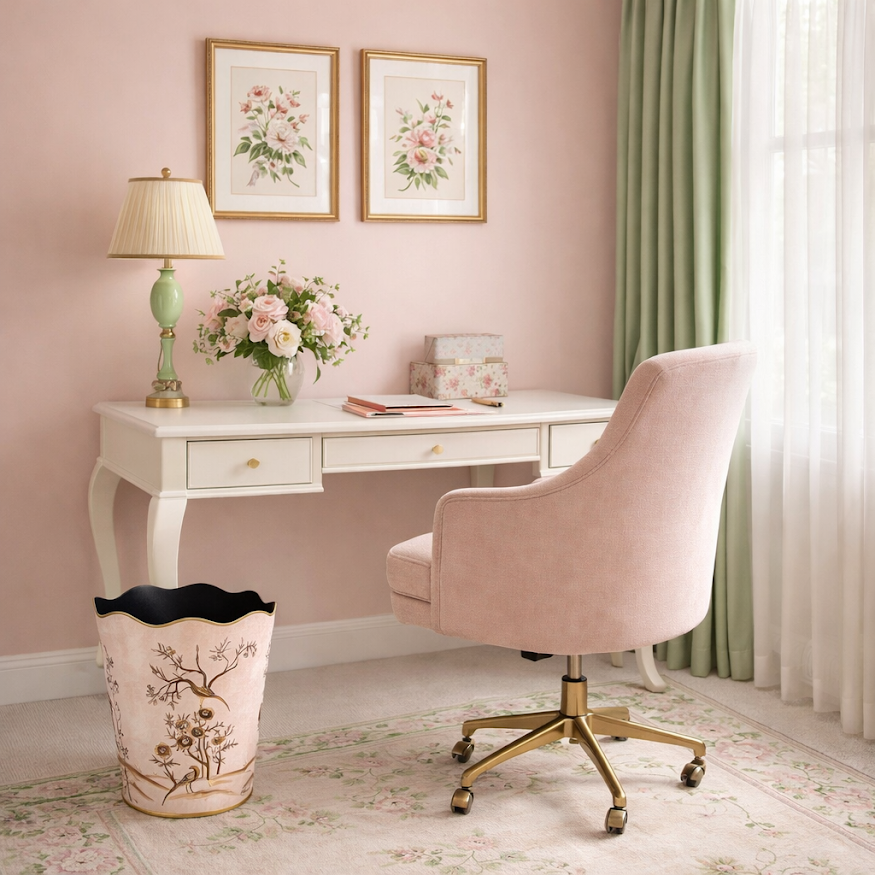 Pink & Gold Wastepaper Basket