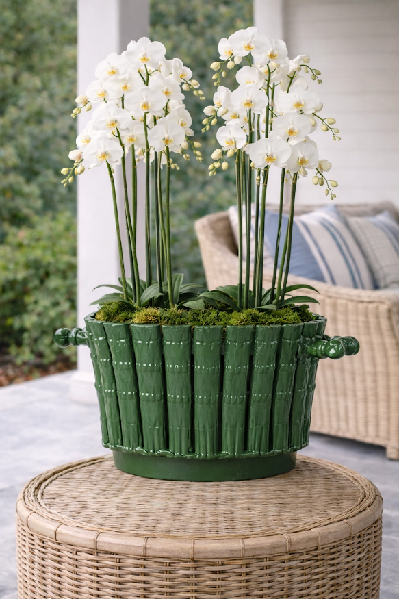 Moss Green Bamboo Planter