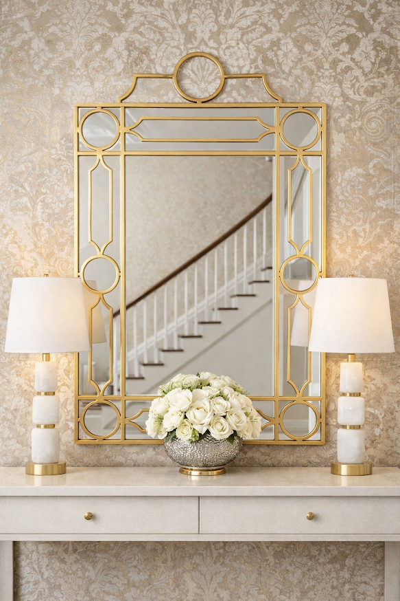 Gold Fretwork & Trellis Mirror