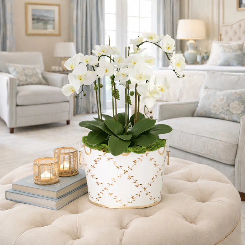 Ivory Trellis Scalloped Planter