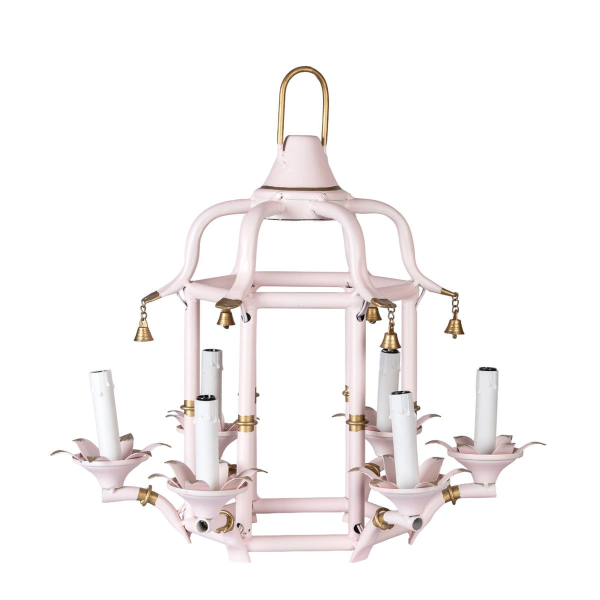 Pale Pink & Gold Chinoiserie Chandelier