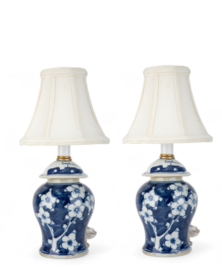 Set of 2 Navy Cherry Blossom Mini Lamp
