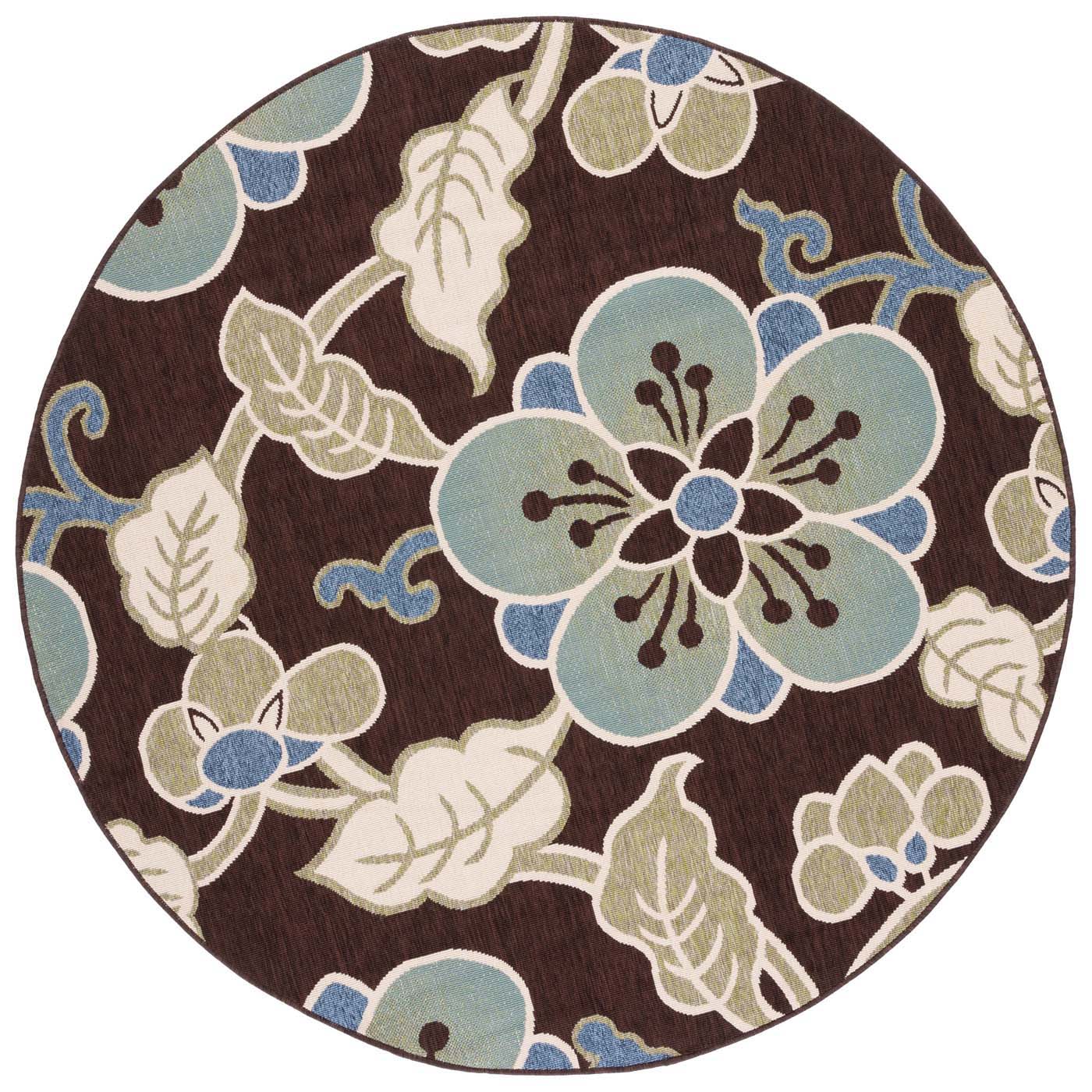 Safavieh Veranda 001 Rug, VER001 - Chocolate / Aqua