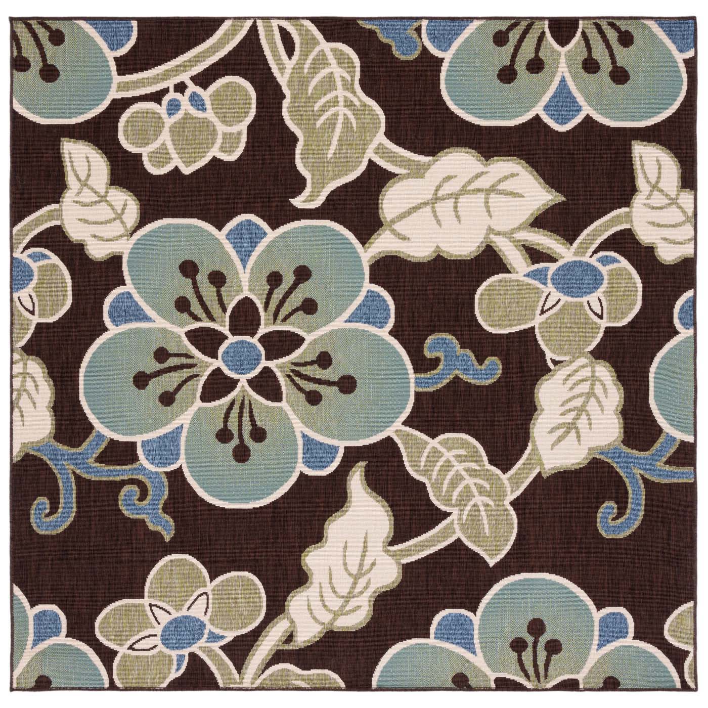 Safavieh Veranda 001 Rug, VER001 - Chocolate / Aqua