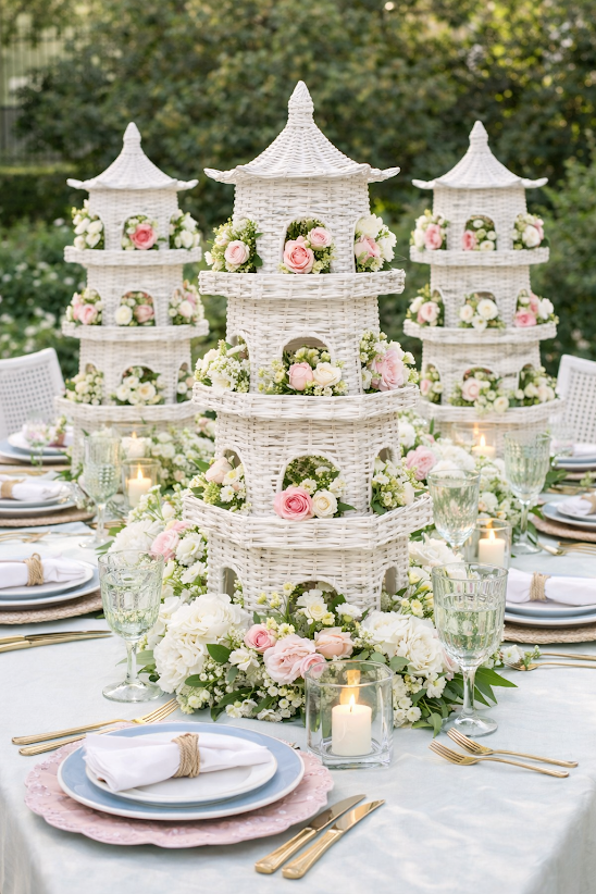 White Grand Wicker Pagoda (2 Sizes)