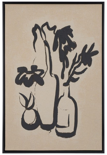 Inky Arrangement, 24 X 36, Framed Wall Art, WLA2069 | Safavieh - Antique Ivory / Black