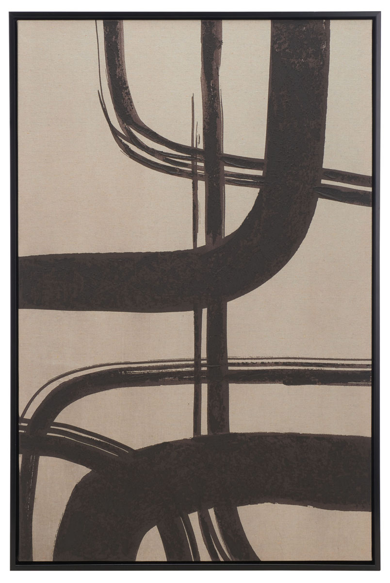 Inky Freeway, 24 X 36, Framed Wall Art | Safavieh - Taupe / Brown