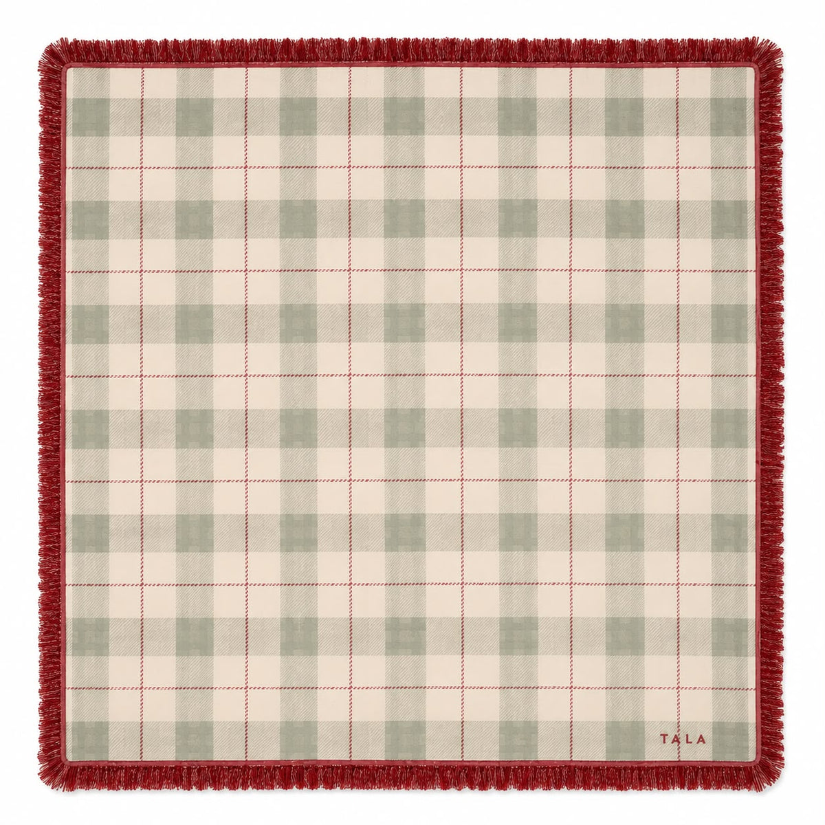 The Carlyle Mahjong Mat - Holiday Plaid with Red Fringe
