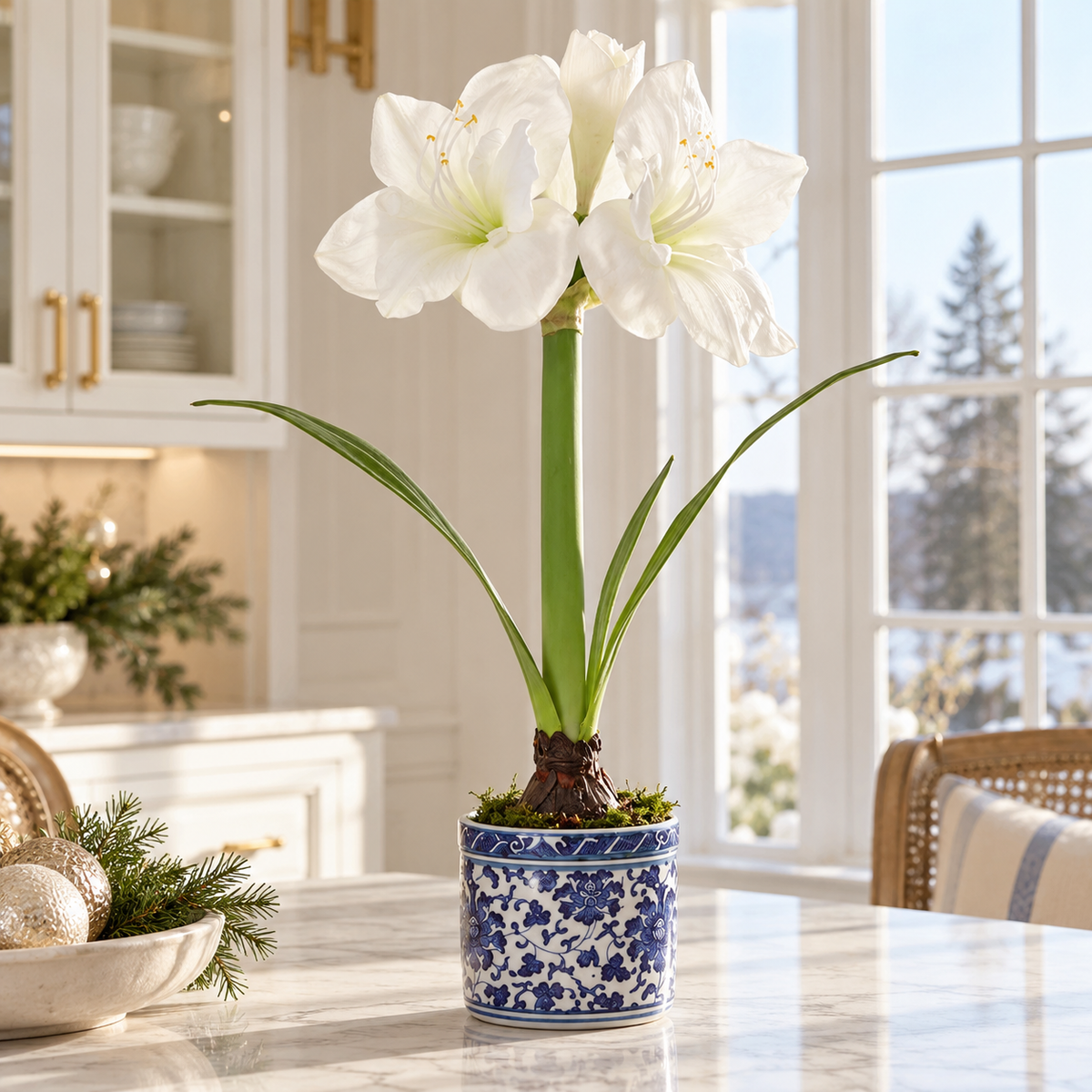 19.5" Amaryllis in Porcelain Planter
