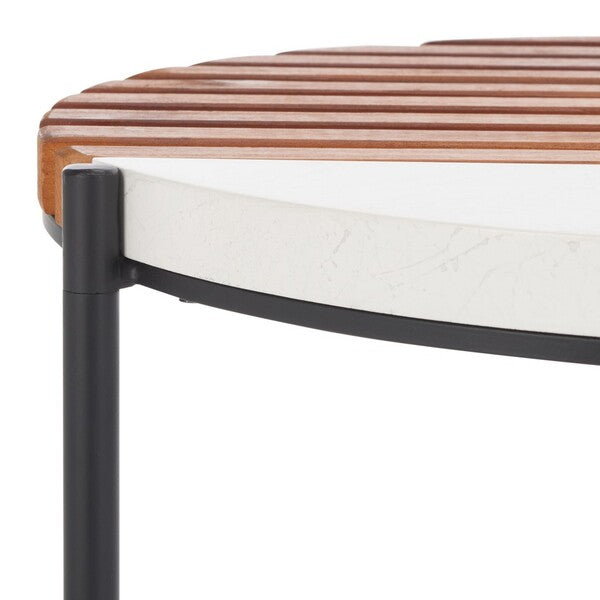 Dallas End Table, ACC2502 | Safavieh - Brown / White Faux Marble