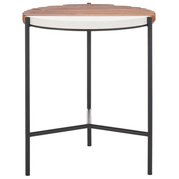 Dallas End Table, ACC2502 | Safavieh - Brown / White Faux Marble