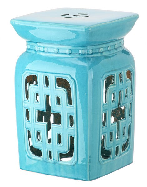 Beijing Filigree Garden Stool, ACS4538 | Safavieh - Light Blue