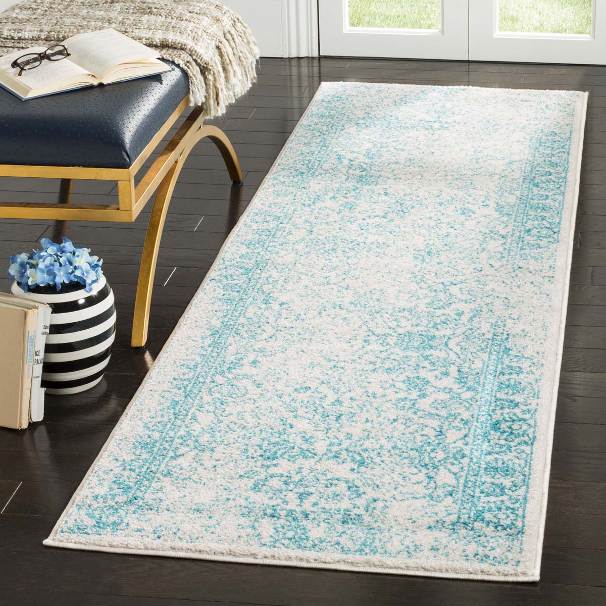 Safavieh Adirondack 109 Rug, Blue, ADR109 - Ivory / Teal