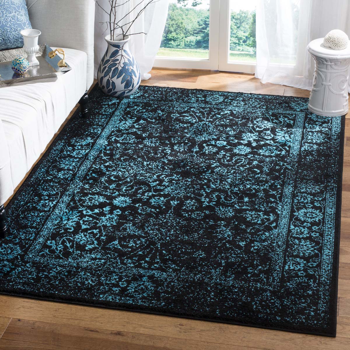 Safavieh Adirondack 109 Rug, Black, ADR109 - Black / Teal