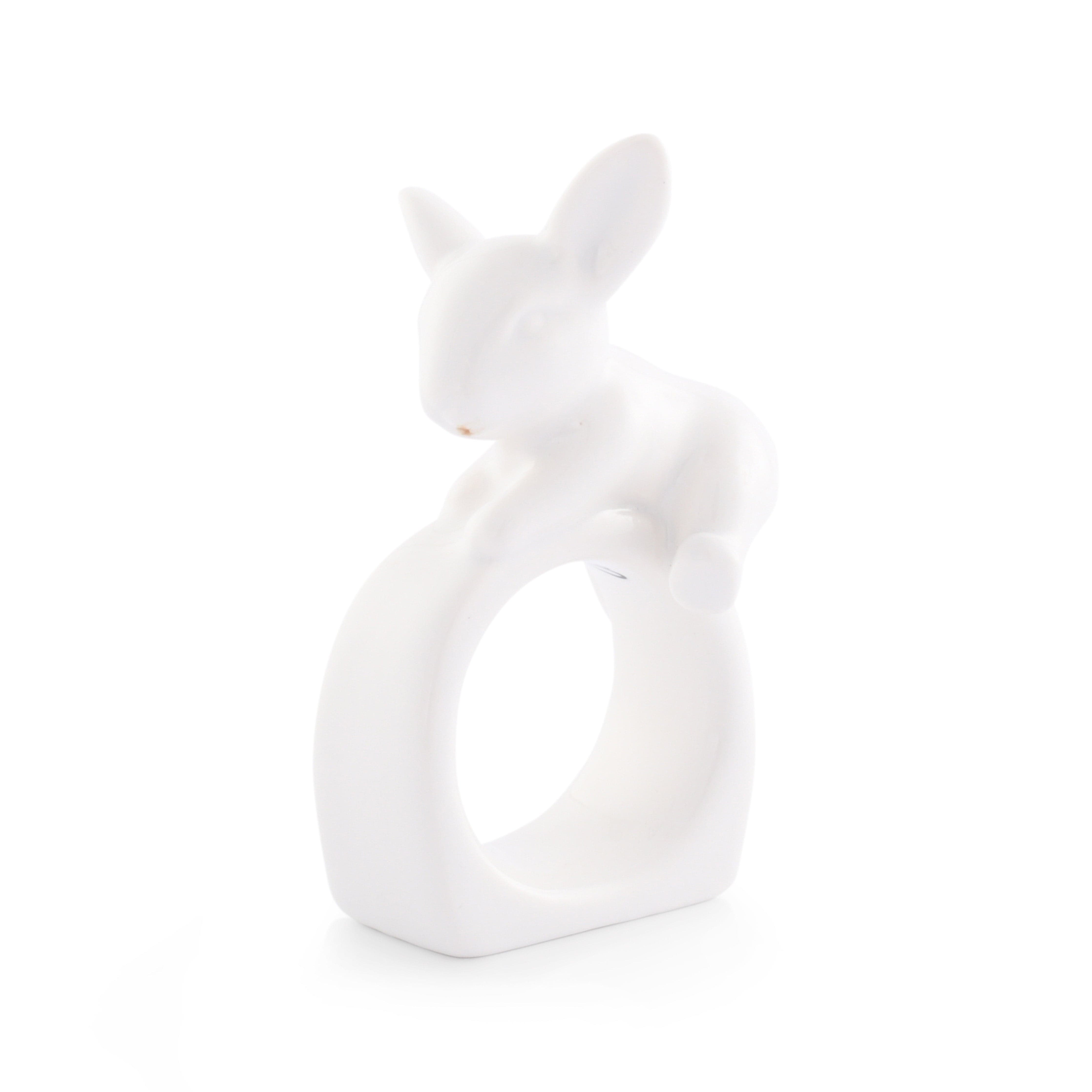 Porcelain Climbing Bunny Napkin Rings - Set of 4