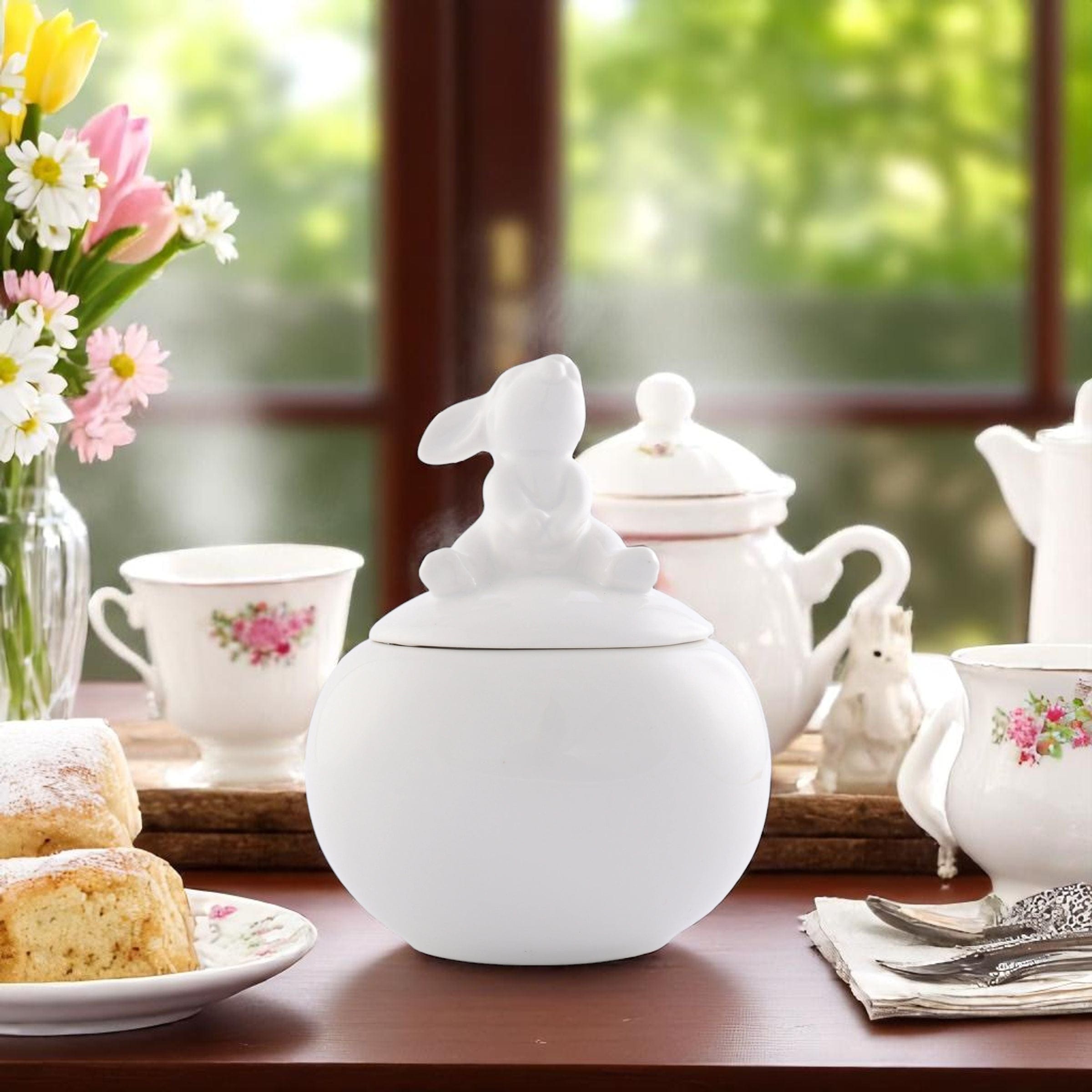 Porcelain Sitting Bunny Sugar Bowl