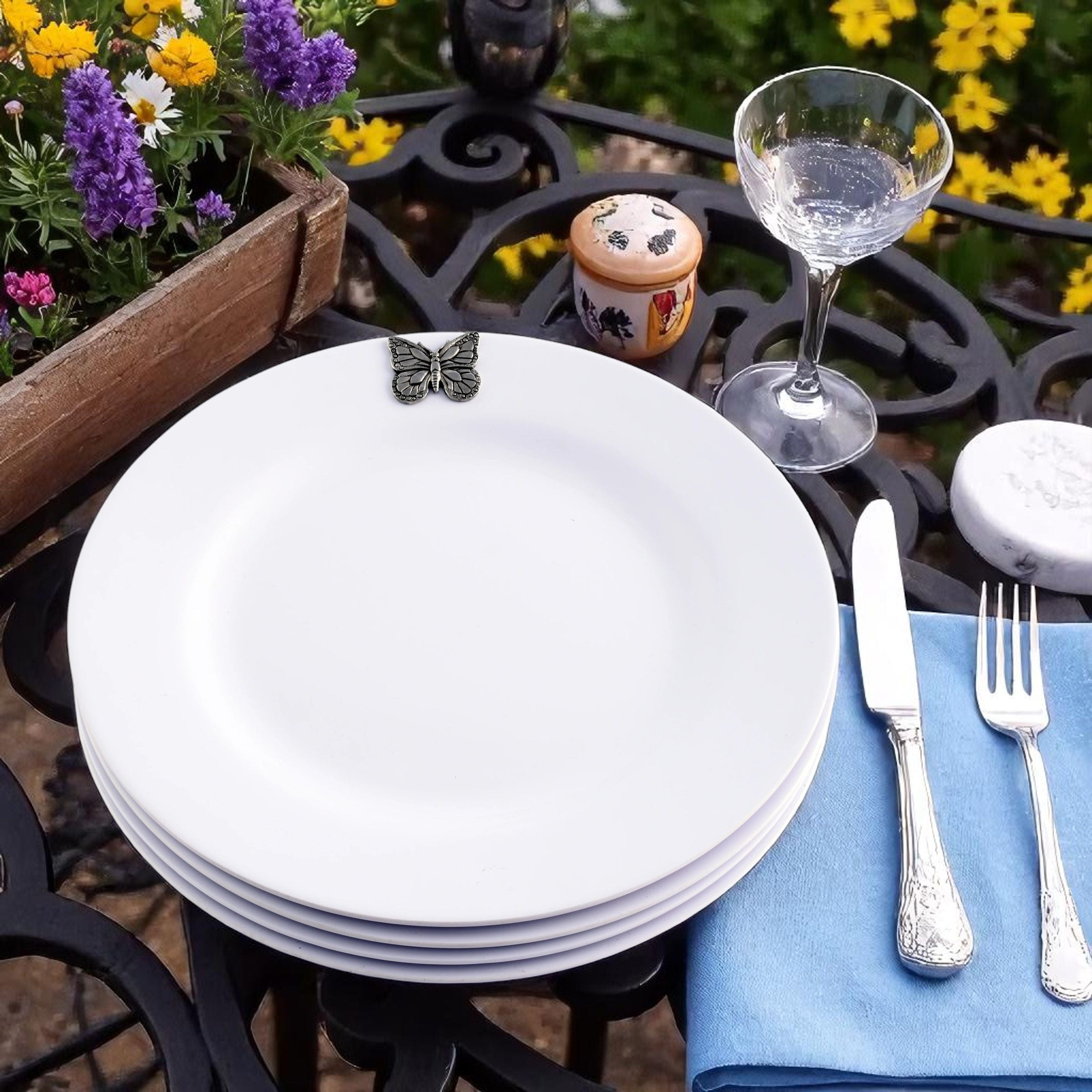 Butterfly Melamine Lunch Plates - Set of 4